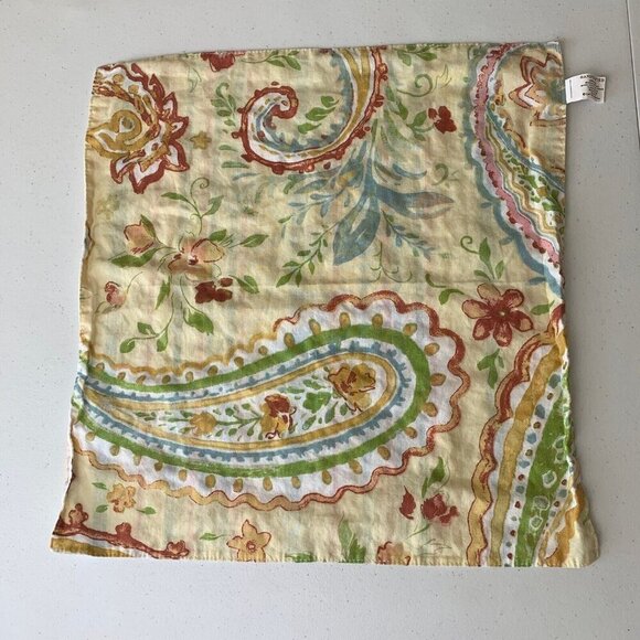 C & F Enterprises Yellow Floral Napkins Set of Three 16” Cotton Paisley Stripe - Picture 2 of 6